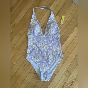 Summersalt NWT Vintage Floral in Lavendar- Halter Plunge One-Piece Swim